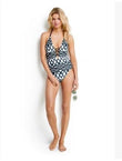 European Style One Piece Swimsuit - Diamond Shaped Print, Perfect Fit - Aqova
