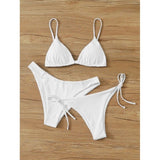 Explosive Bikini Solid Color Split Swimsuit Three - piece Set - Aqova