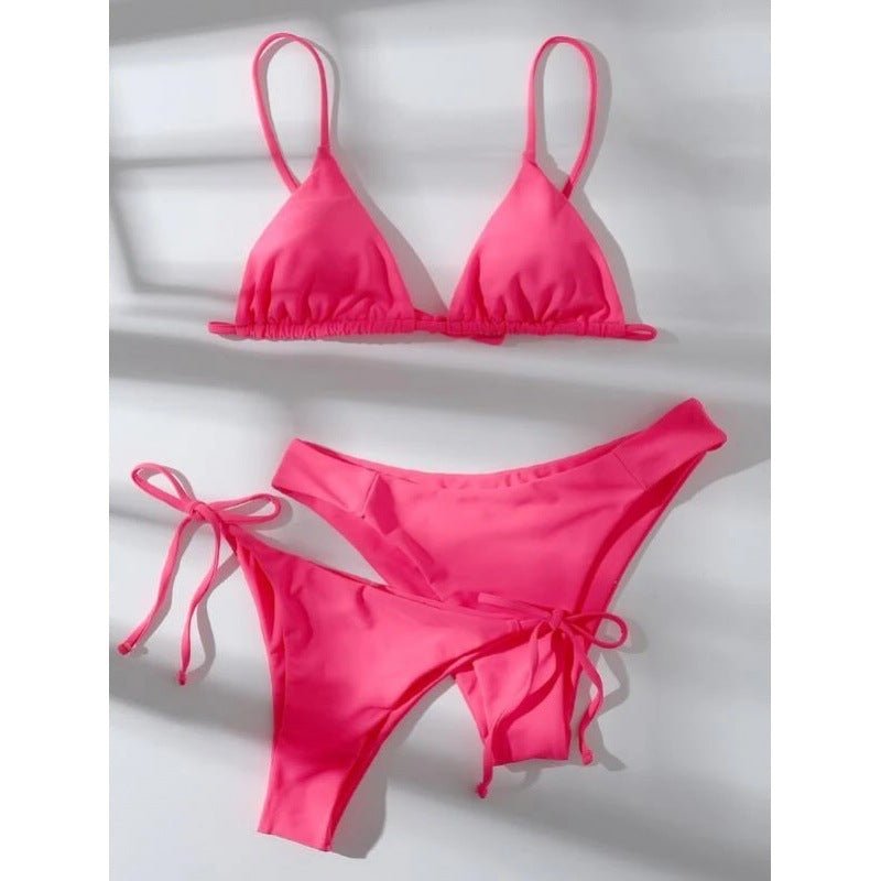 Explosive Bikini Solid Color Split Swimsuit Three - piece Set - Aqova