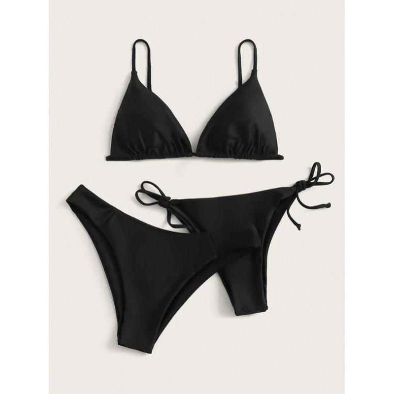 Explosive Bikini Solid Color Split Swimsuit Three - piece Set - Aqova