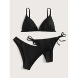 Explosive Bikini Solid Color Split Swimsuit Three - piece Set - Aqova