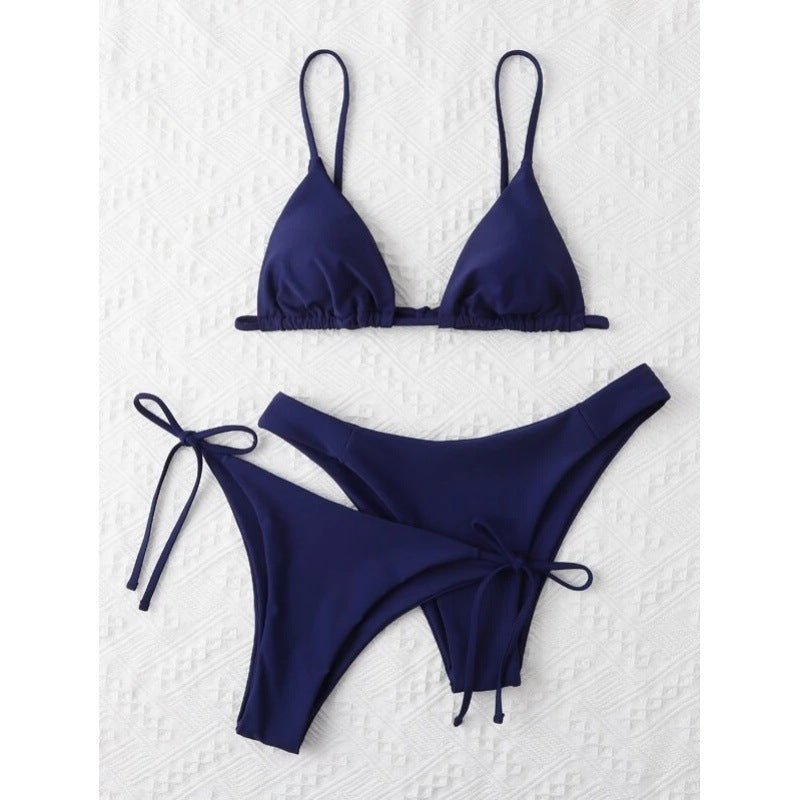 Explosive Bikini Solid Color Split Swimsuit Three - piece Set - Aqova
