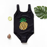 Fashion Girls' Sequined One - Piece Swimsuit - Pineapple Design, Ages 8 - 13 - Aqova