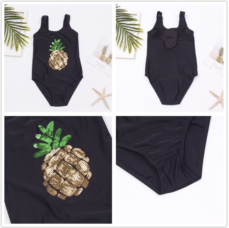 Fashion Girls' Sequined One - Piece Swimsuit - Pineapple Design, Ages 8 - 13 - Aqova