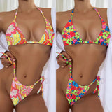 Floral Drawstring Bikini Swimsuit for Women - S, M, L Sizes Available - Aqova
