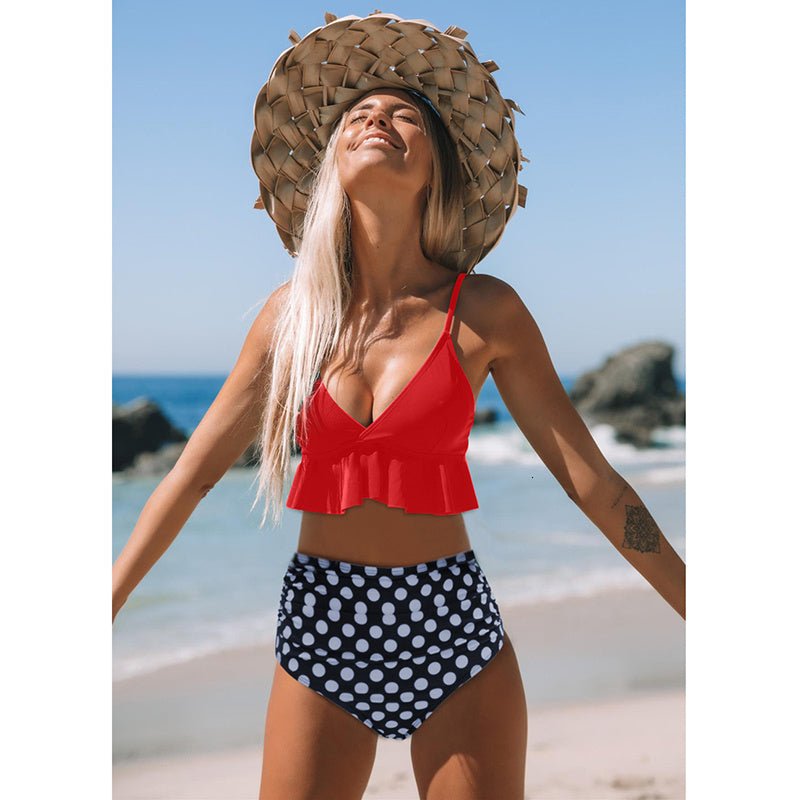 Floral Ruffled Swimwear - Sexy Pattern with Chest Support & Nylon Fabric - Aqova
