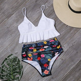 Floral Ruffled Swimwear - Sexy Pattern with Chest Support & Nylon Fabric - Aqova