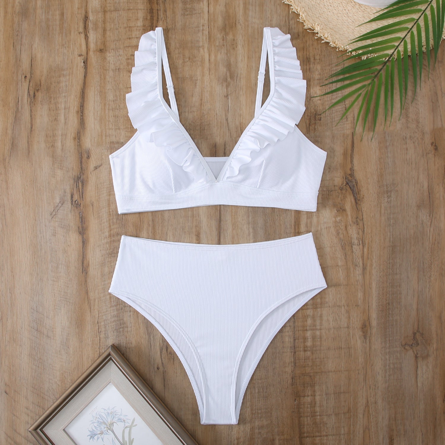 Fresh And Retro Striped Split Small Chest Bikini Vacation Swimwear - Aqova
