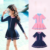 Girls' Color - Blocking One - Piece Swimsuit - Soft, Breathable, Quick - Dry - Aqova