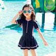 Girls' Color - Blocking One - Piece Swimsuit - Soft, Breathable, Quick - Dry - Aqova