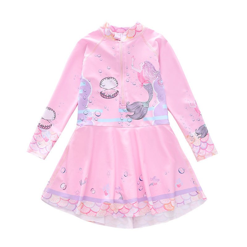 Girls' Dress - Style Long - Sleeved Swimsuit - Comfortable and Stylish Swimwear - Aqova