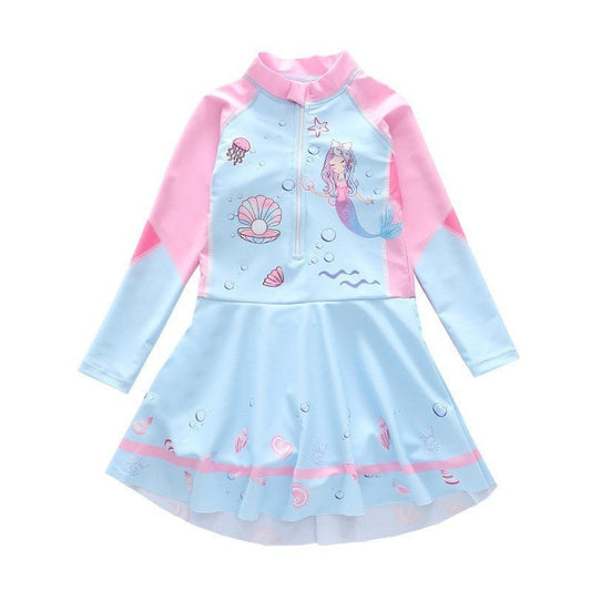 Girls' Dress - Style Long - Sleeved Swimsuit - Comfortable and Stylish Swimwear - Aqova