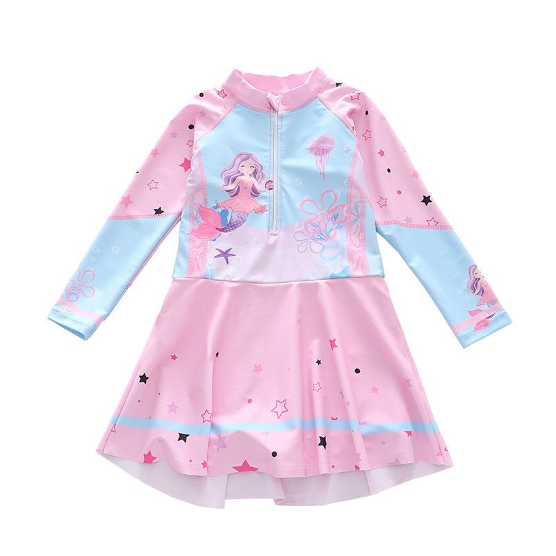Girls' Dress - Style Long - Sleeved Swimsuit - Comfortable and Stylish Swimwear - Aqova