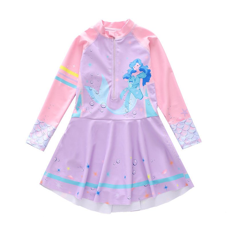 Girls' Dress - Style Long - Sleeved Swimsuit - Comfortable and Stylish Swimwear - Aqova