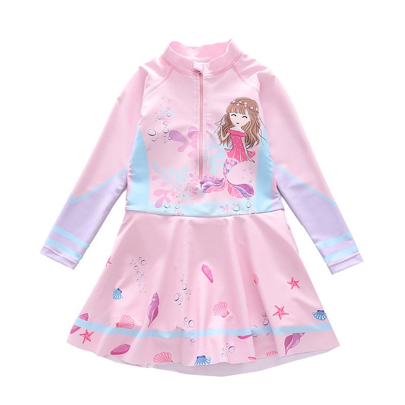 Girls' Dress - Style Long - Sleeved Swimsuit - Comfortable and Stylish Swimwear - Aqova