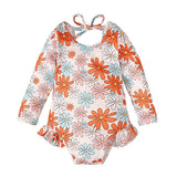 Girl's Floral Graphic Print Open Back Swimsuit - Comfortable Swimwear - Aqova