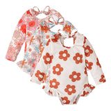 Girl's Floral Graphic Print Open Back Swimsuit - Comfortable Swimwear - Aqova