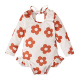 Girl's Floral Graphic Print Open Back Swimsuit - Comfortable Swimwear - Aqova