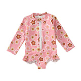 Girls' Floral Zipper Romper Swimsuit - Cute Swimwear for Summer Fun - Aqova