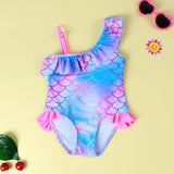 Girls' Gradient One - Piece Swimsuit - Flounced Design for Ages 3 - 8 - Aqova
