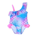 Girls' Gradient One - Piece Swimsuit - Flounced Design for Ages 3 - 8 - Aqova