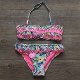 Girls' Multilayer Ruffle Bikini Swimsuit - Cute Swimwear for Ages 7 - 14 - Aqova