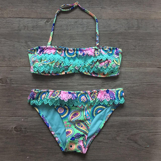 Girls' Multilayer Ruffle Bikini Swimsuit - Cute Swimwear for Ages 7 - 14 - Aqova