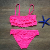 Girls' Multilayer Ruffle Bikini Swimsuit - Cute Swimwear for Ages 7 - 14 - Aqova