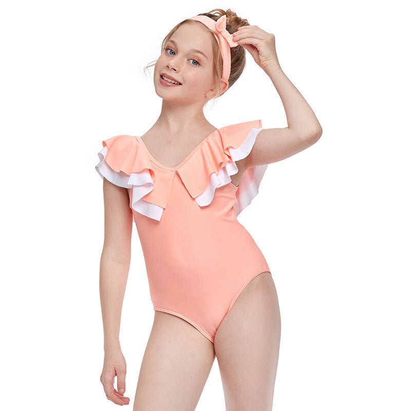 Girls One - Piece Flashing Swimwear - Colorful Lattice, High Elasticity - Aqova