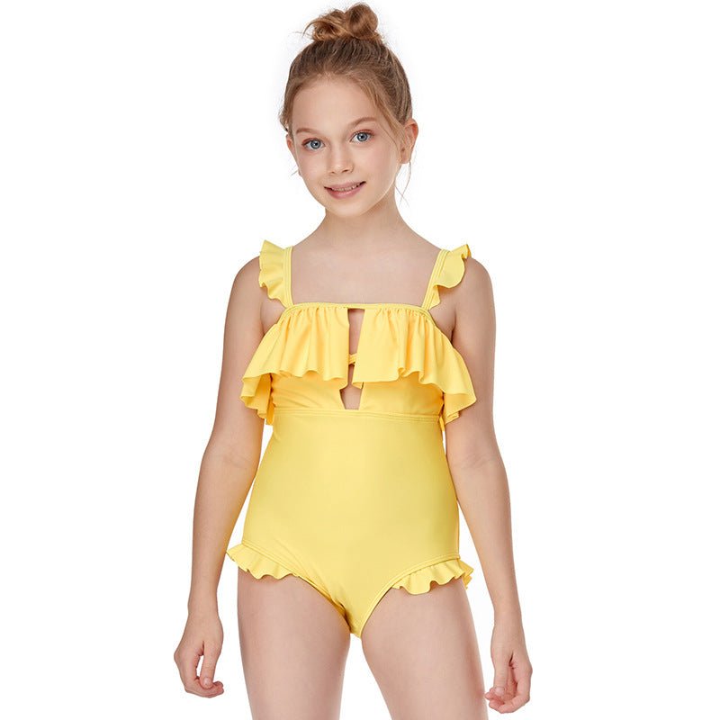 Girls One - Piece Flashing Swimwear - Colorful Lattice, High Elasticity - Aqova