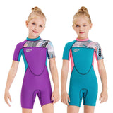 Girls Short - Sleeved Swimwear - Neoprene for Surfing and Snorkeling Fun - Aqova