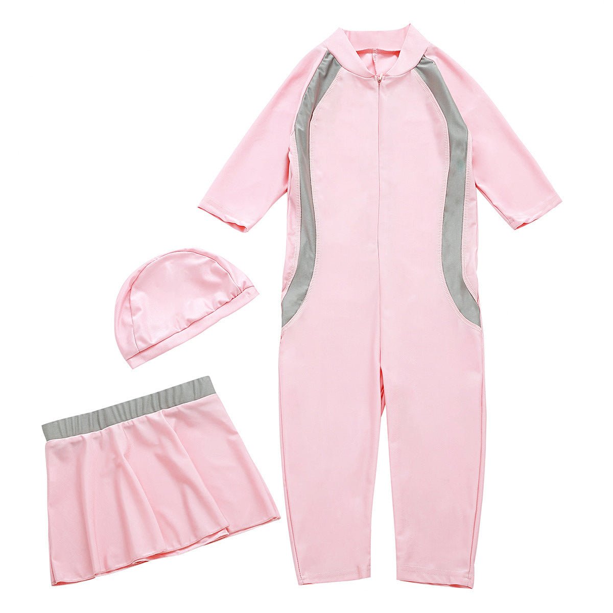 Girls' Solid Color Conservative Swimsuit - Comfort Fit for Swimming & Sports - Aqova