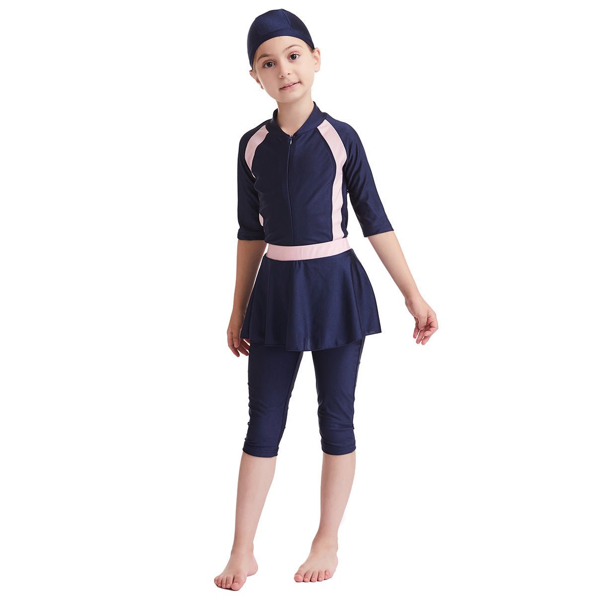 Girls' Solid Color Conservative Swimsuit - Comfort Fit for Swimming & Sports - Aqova