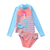 Girls' Sun Protection Two - Piece Swimsuit - Nylon Swimwear for Ages 1 - 10 - Aqova