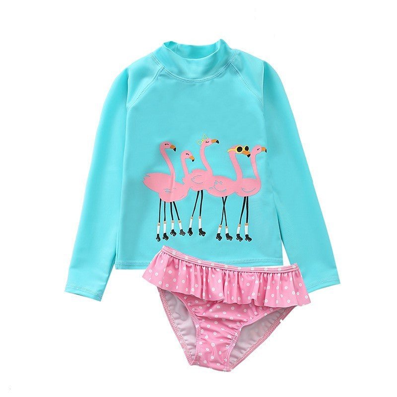 Girls' Sun Protection Two - Piece Swimsuit - Nylon Swimwear for Ages 1 - 10 - Aqova