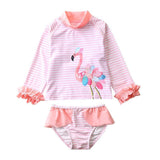 Girls' Sun Protection Two - Piece Swimsuit - Nylon Swimwear for Ages 1 - 10 - Aqova