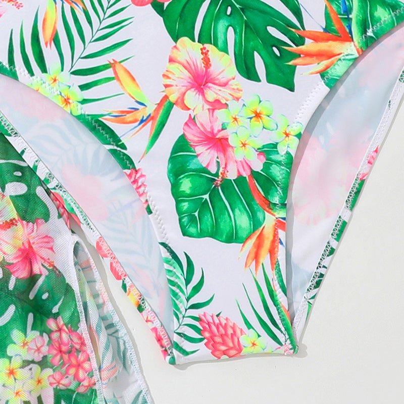 Girls' Two - Piece Swimsuit - Floral Design, High Elasticity, Ages 3 - 12 - Aqova