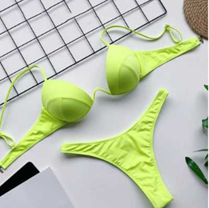 Gle Swimwear Women’s Sexy Bathing Suit - Plain Style, Mid Waist Fit - Aqova