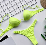 Gle Swimwear Women’s Sexy Bathing Suit - Plain Style, Mid Waist Fit - Aqova