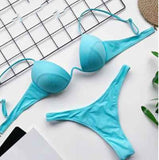Gle Swimwear Women’s Sexy Bathing Suit - Plain Style, Mid Waist Fit - Aqova