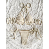 Halter Lace - up Bikini Summer Beach Bikini Women's Swimsuit - Aqova