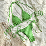 Halter Lace - up Bikini Summer Beach Bikini Women's Swimsuit - Aqova