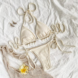 Halter Lace - up Bikini Summer Beach Bikini Women's Swimsuit - Aqova