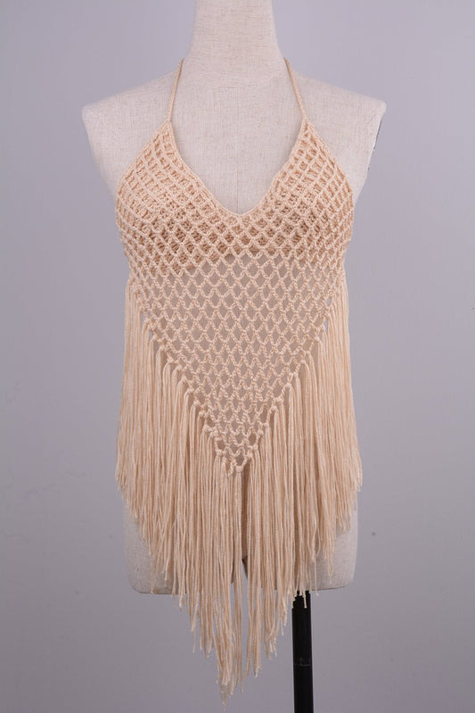 Hand - woven Beach Hollow Tassel Split Swimsuit Set Factory Direct Sales - Aqova