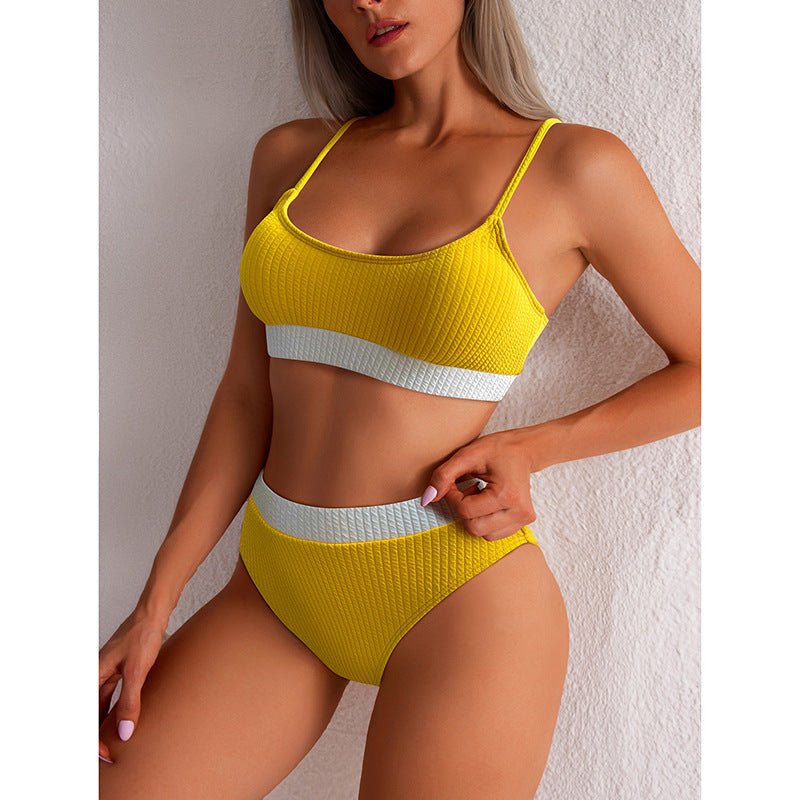 High Waist Bikini Set - Ribbed Push Up Sexy Swimwear for Women - Aqova