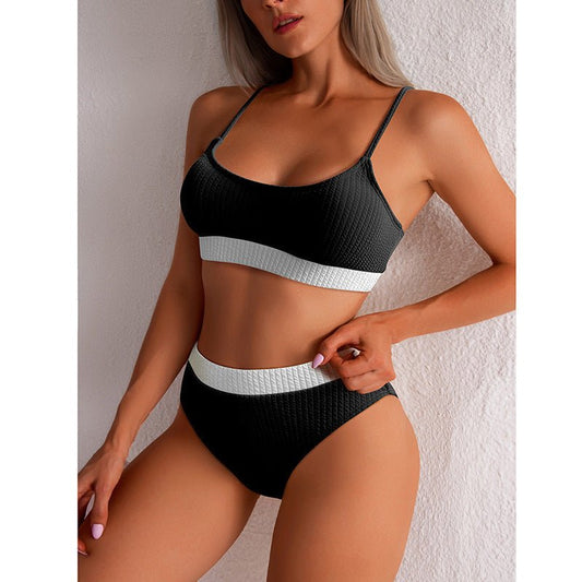 High Waist Bikini Set - Ribbed Push Up Sexy Swimwear for Women - Aqova