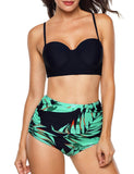 High Waist Floral Bikini Set for Women - Plus Size Retro Swimwear - Aqova