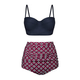 High Waist Floral Bikini Set for Women - Plus Size Retro Swimwear - Aqova