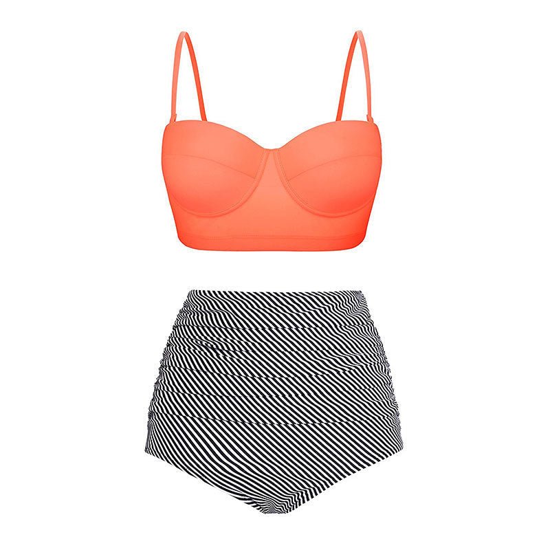 High Waist Floral Bikini Set for Women - Plus Size Retro Swimwear - Aqova