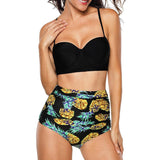 High Waist Floral Bikini Set for Women - Plus Size Retro Swimwear - Aqova